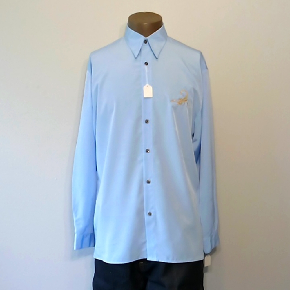 Scorpion & Micro 1pc Sky Blue Long sleeves shirt by Daniali USA